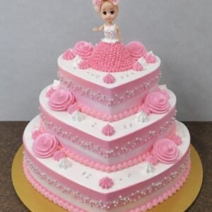 Pink Princess Heart-Shaped 3 Tier Cake | 10 pound