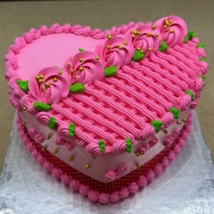 Pink Heart Shape Rose Cake | 3 Pound