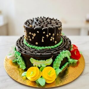 3 Pound 2 Layer Dark Chocolate Cake With Choco Chips