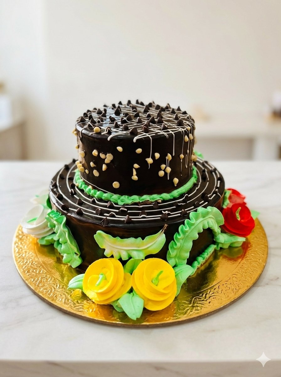 3 Pound 2 Layer Dark Chocolate Cake With Choco Chips